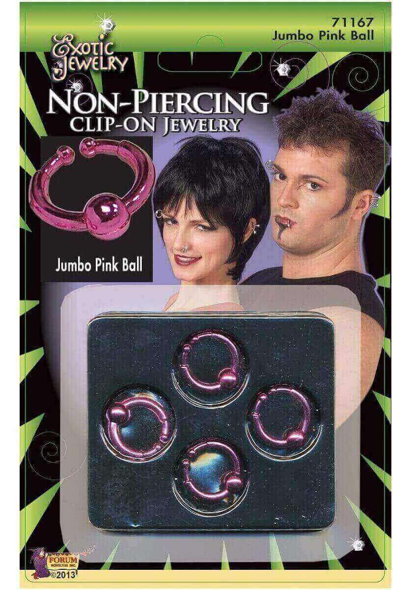 Jumbo Ball Ring Clip-On Body Piercing Pink