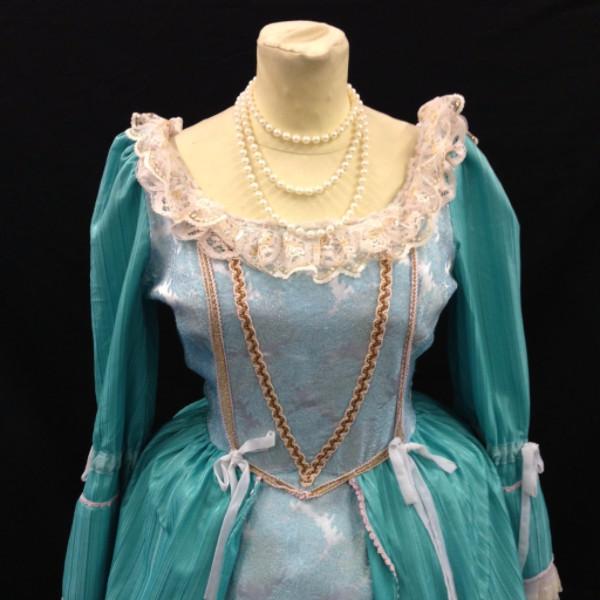 18th Century Dress in Light Green and Cream (£60.00 HIRE ONLY)