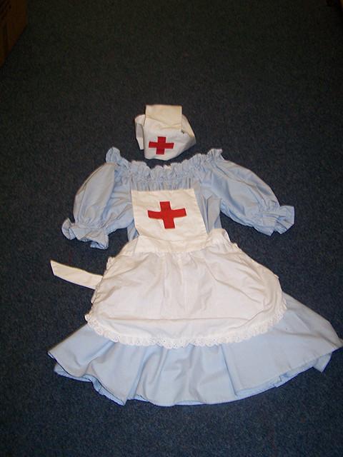 nurse costume with dress pinny and headpiece (HIRE ONLY)