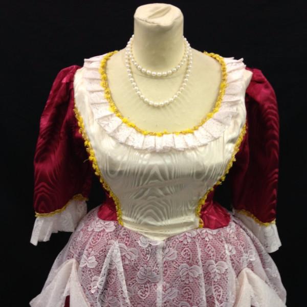 18th Century Dress in Red & Cream (£55.00 HIRE ONLY)