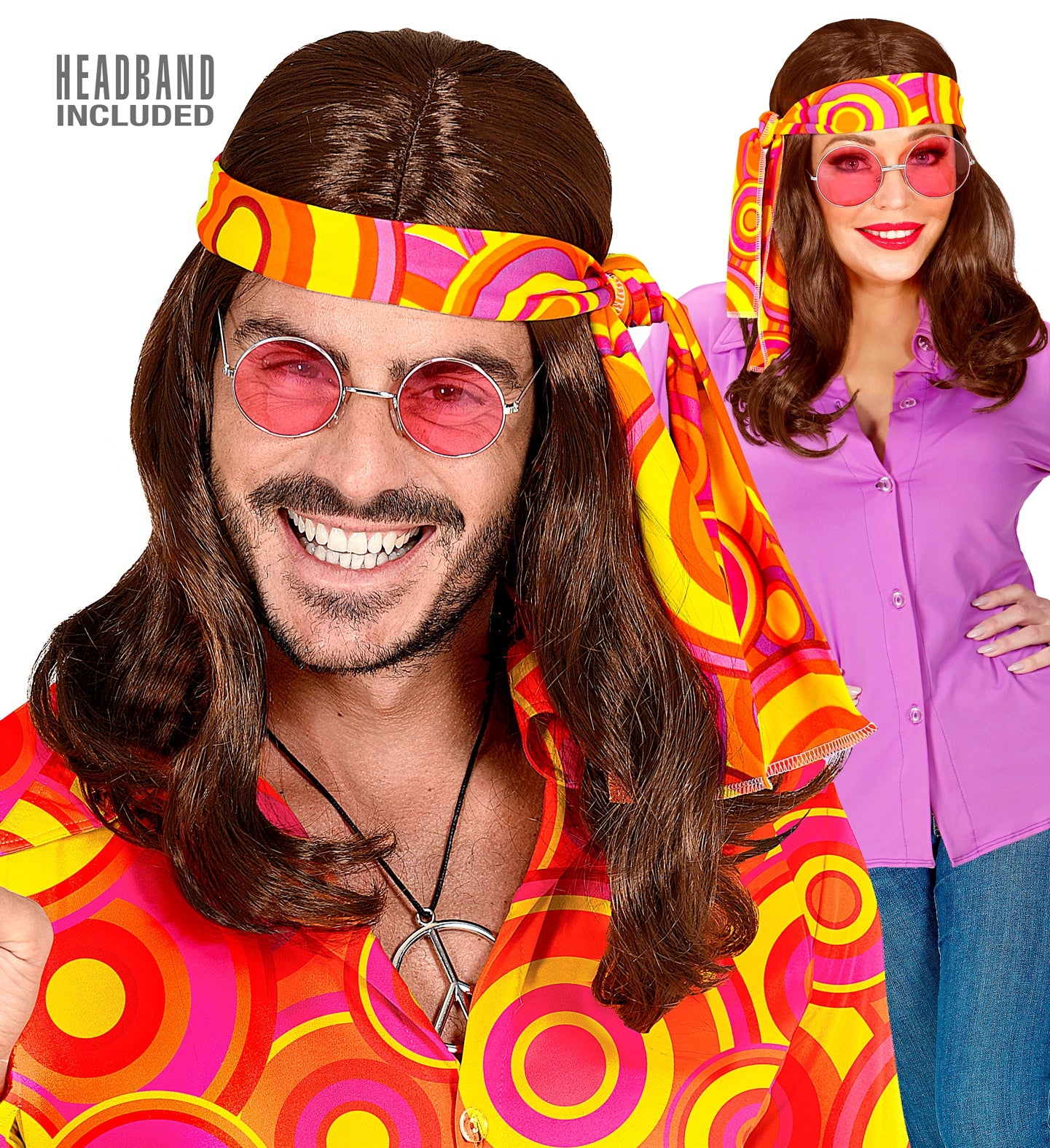 Brown Disco Fever Wig With Headband
