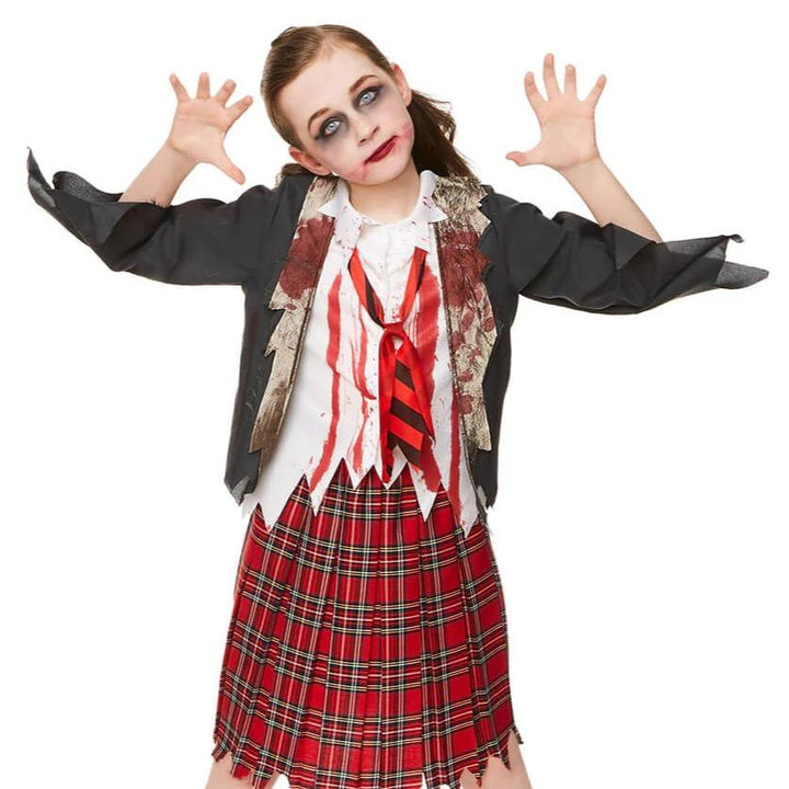 Zombie School Girl Costume for Kids - Halloween Party Outfit