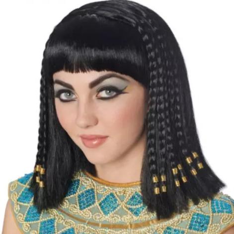 Cleopatra Deluxe Synthetic Full Machine Wig in Black with Golden Highlights