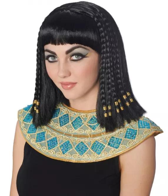 Cleopatra Deluxe Synthetic Full Machine Wig in Black with Golden Highlights