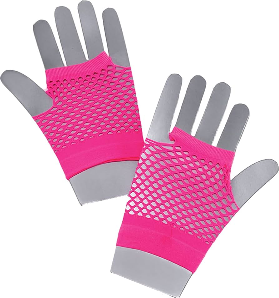 Fingerless Fishnet Gloves - Neon Pink