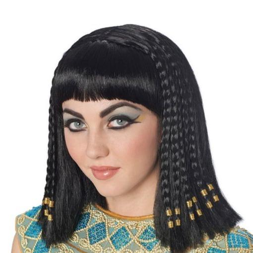 Cleopatra Deluxe Synthetic Full Machine Wig in Black with Golden Highlights