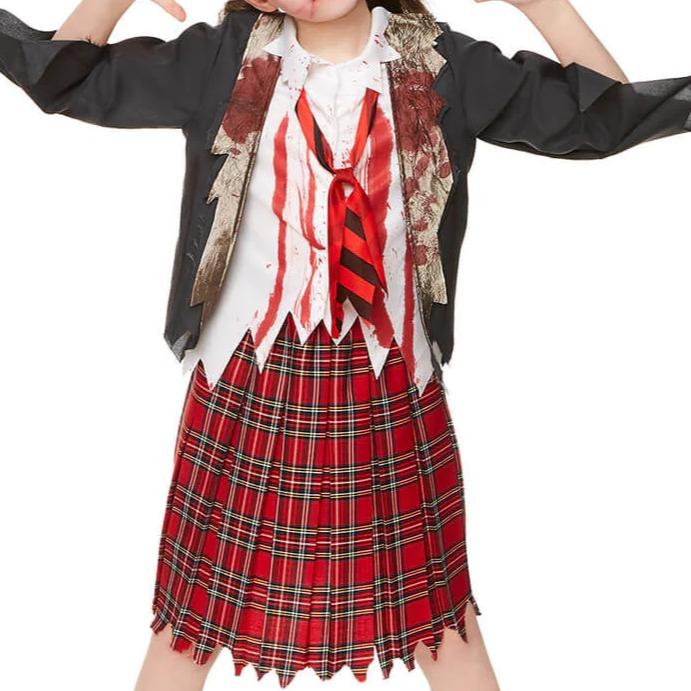 Zombie School Girl Costume for Kids - Halloween Party Outfit