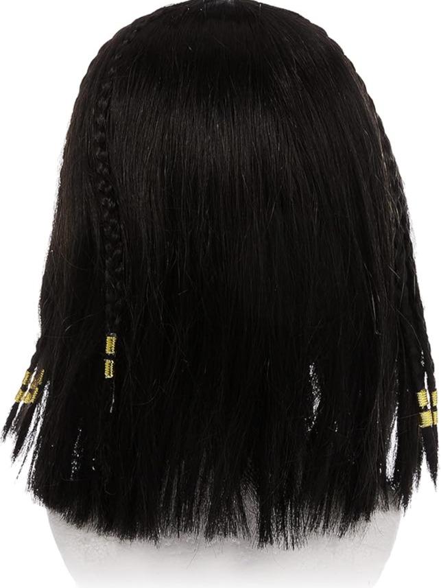 Cleopatra Deluxe Synthetic Full Machine Wig in Black with Golden Highlights