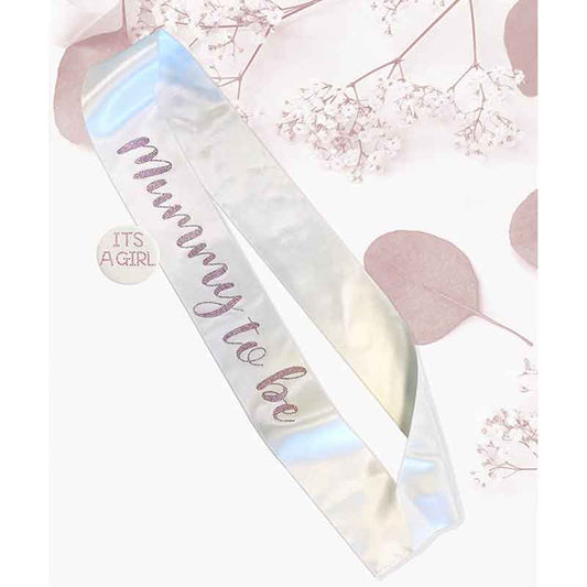 Baby Shower Diamante Sash & Badge Set (Pink)