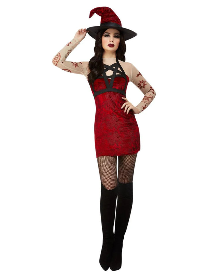 Fever Satanic Witch Costume, Red