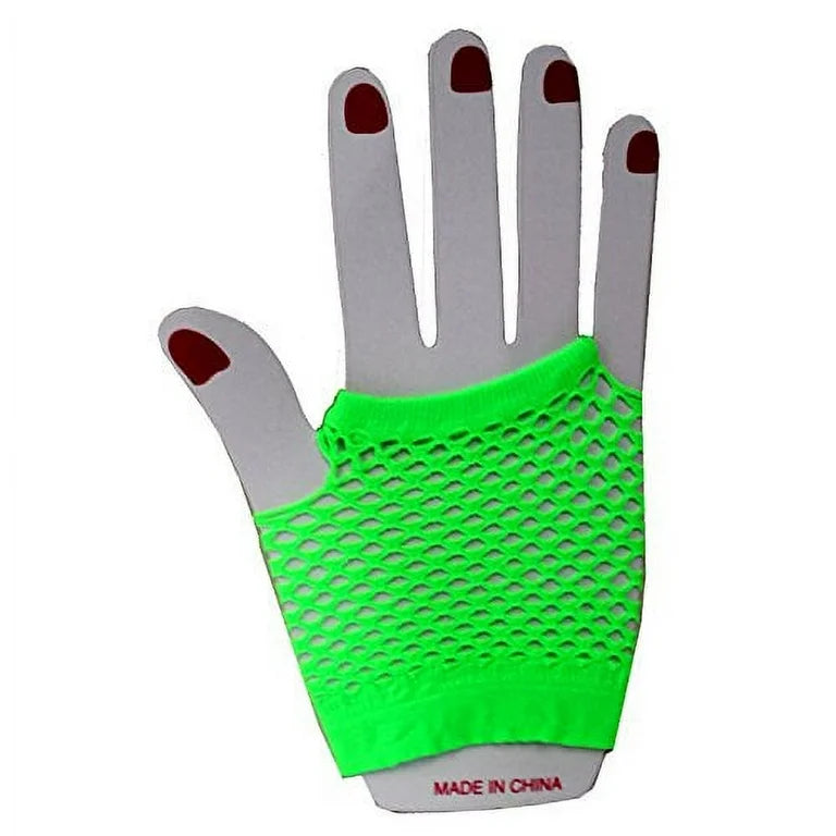 Fingerless Fishnet Gloves - Neon Green