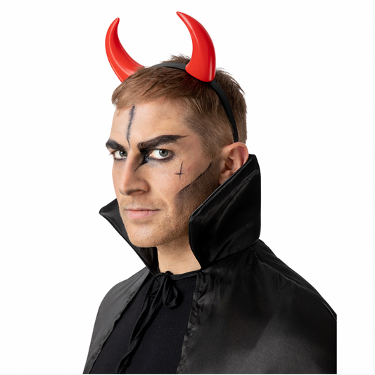 Devil Horns Red Plastic on Headband