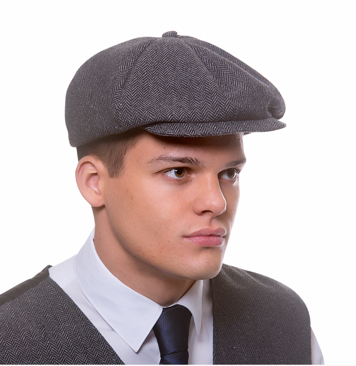 Peaky Flat Cap - Grey Herringbone - Costumes Accessories