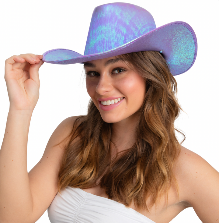 Cowgirl Texan Hat - Lavender Iridescent - Costume Accessory