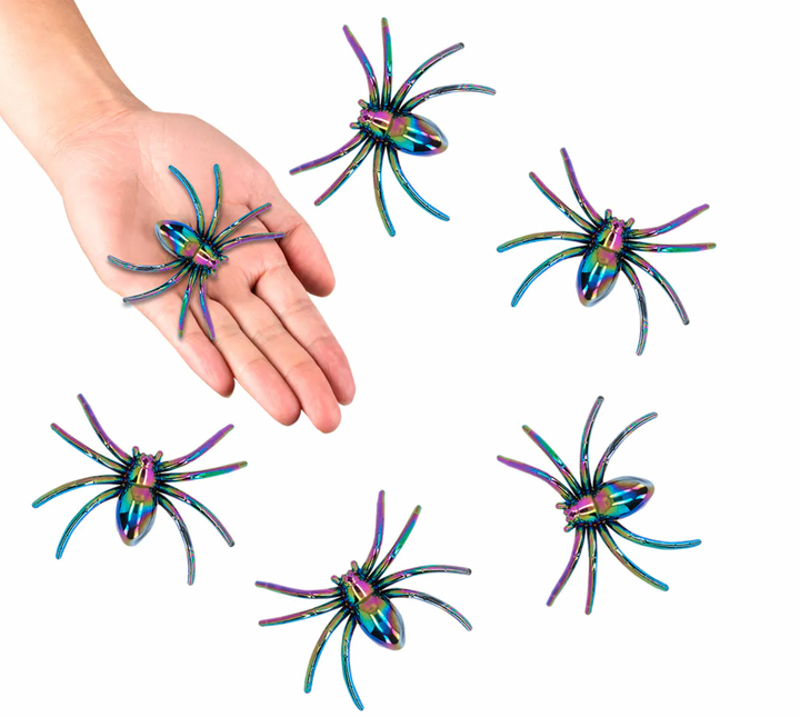 Set 6 Spiders iridescent (7 x 5.5 cm)