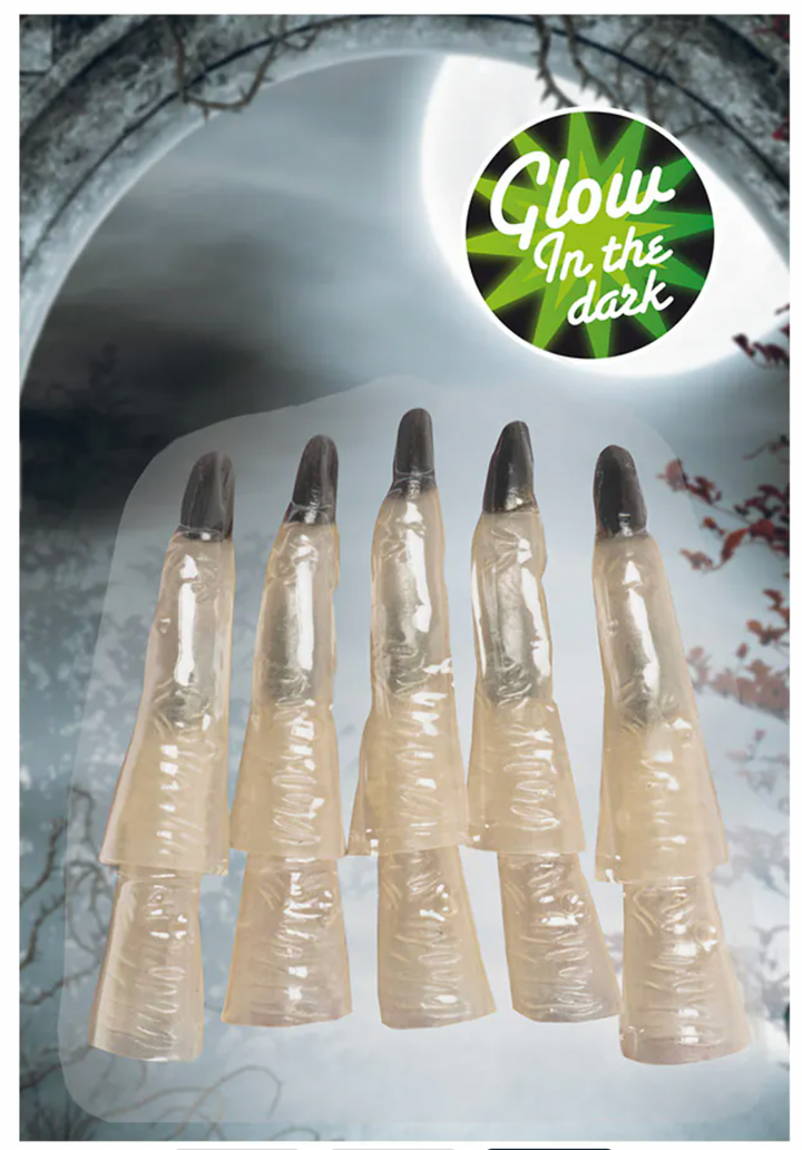 Set of 10 Witch Fingers Glow In The Dark