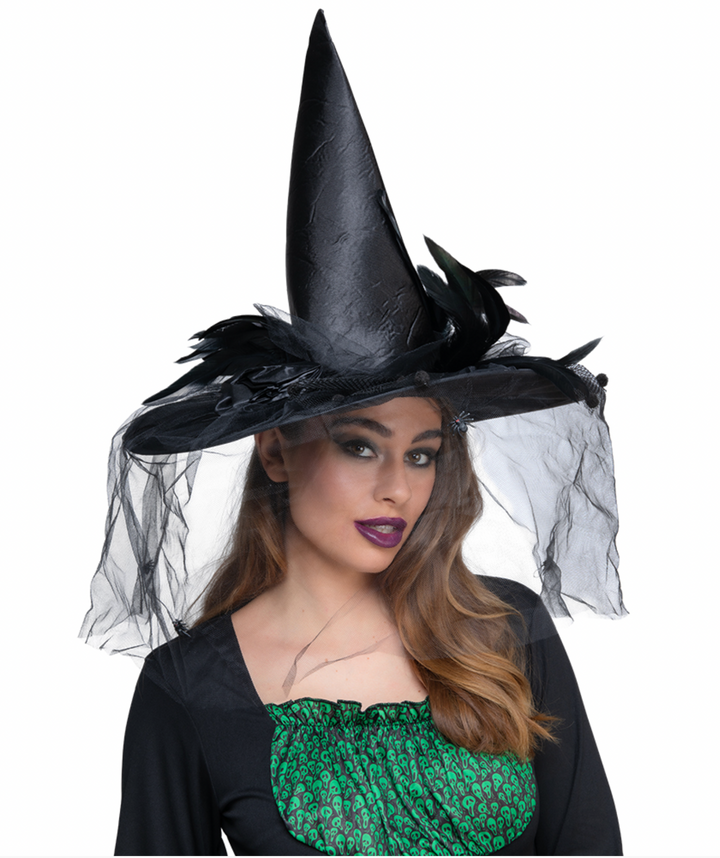 Deluxe Witches Hat w/ Feathers Adult