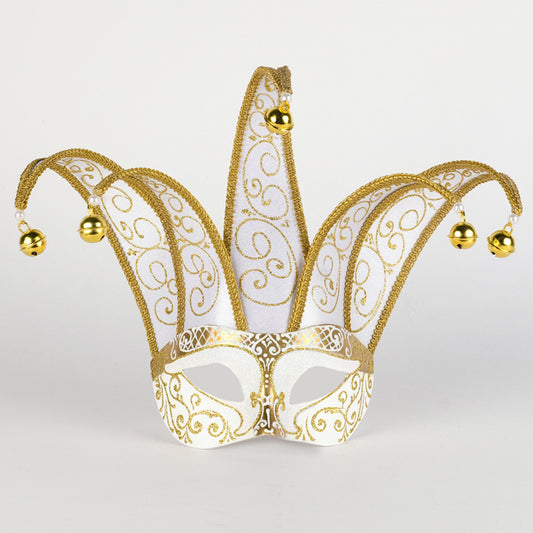 Colombina Jolly Brillante White handmade Venetian jester mask