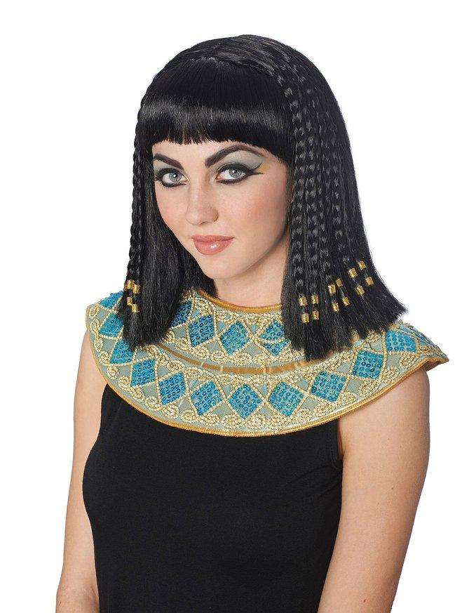 Cleopatra Deluxe Synthetic Full Machine Wig in Black with Golden Highlights