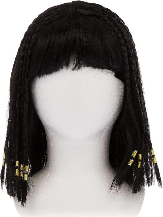 Cleopatra Deluxe Synthetic Full Machine Wig in Black with Golden Highlights