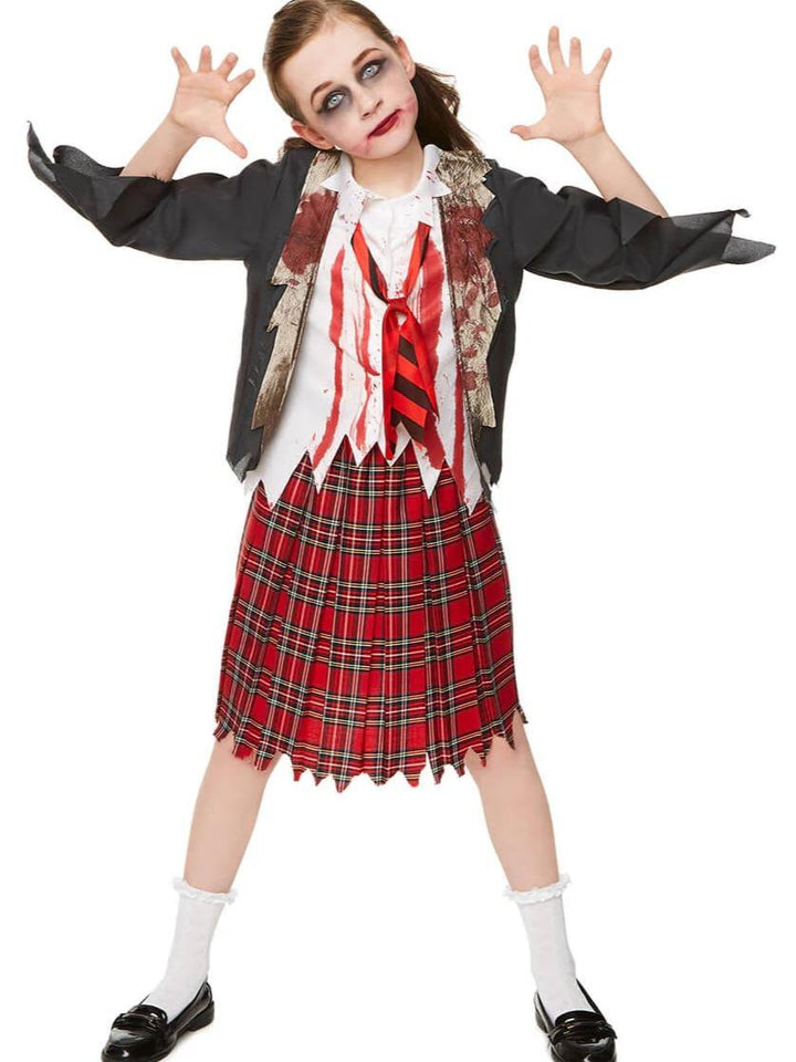 Zombie School Girl Costume for Kids - Halloween Party Outfit