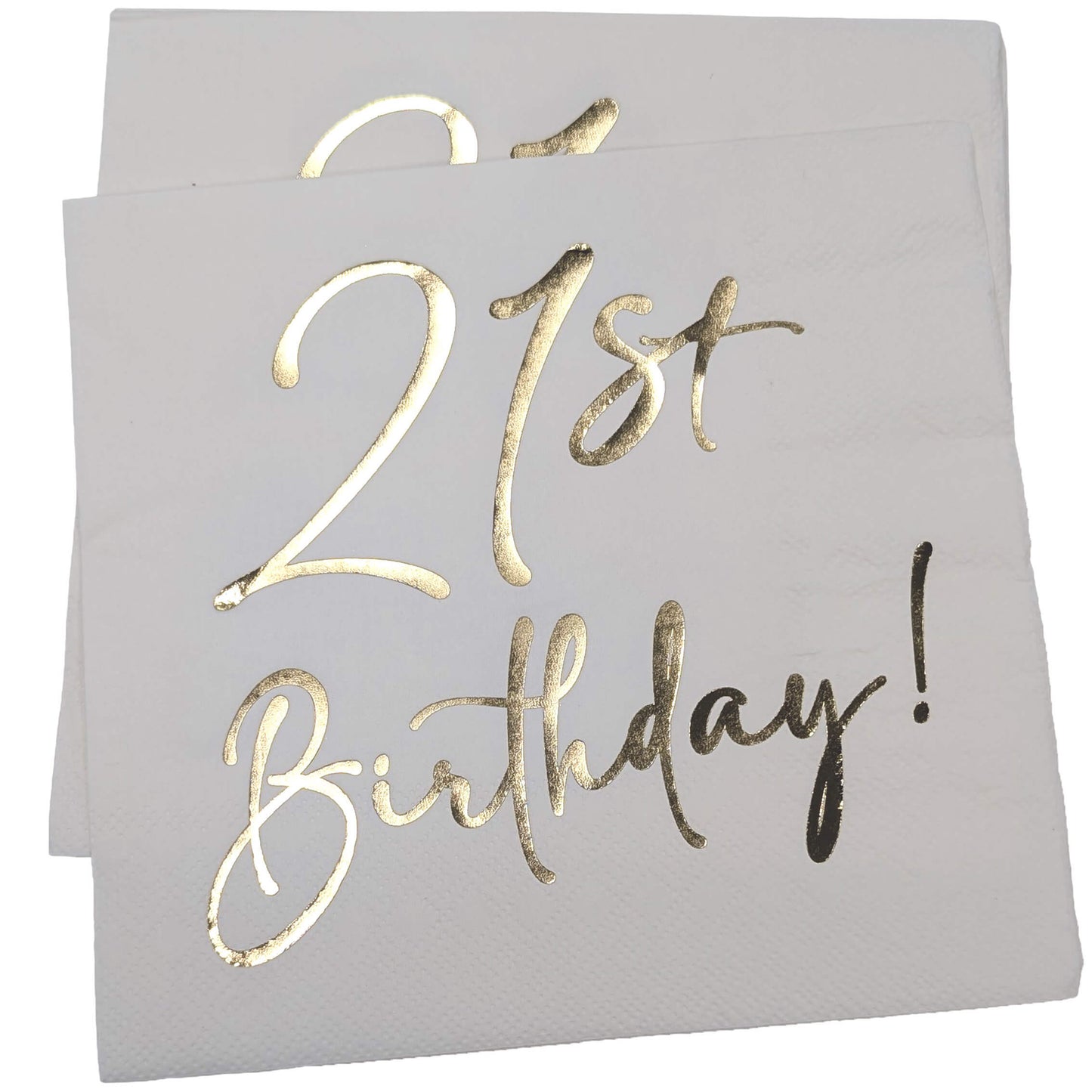 21st Birthday White with Gold Napkins