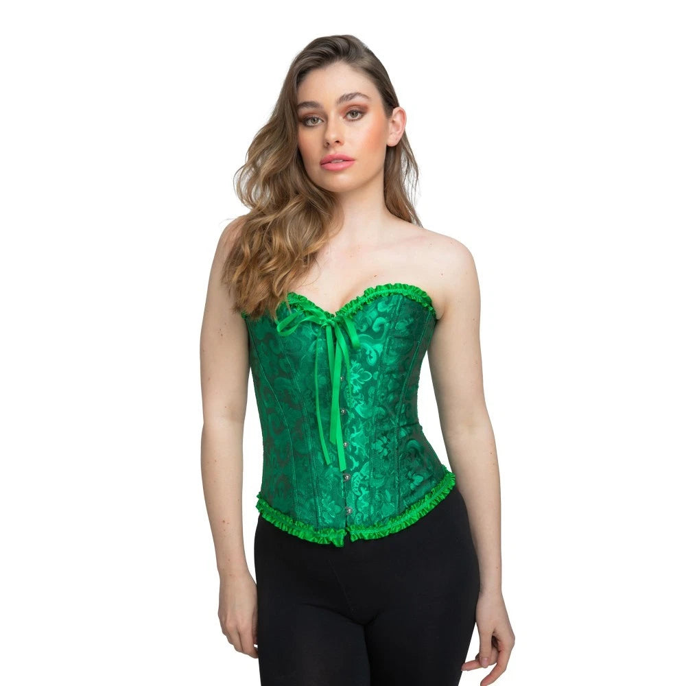 Deluxe Satin/Lace Corset - Green