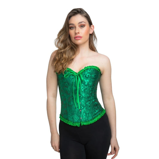 Deluxe Satin/Lace Corset - Green