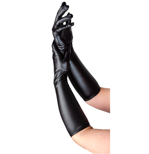 Long Gloves Metallic Black