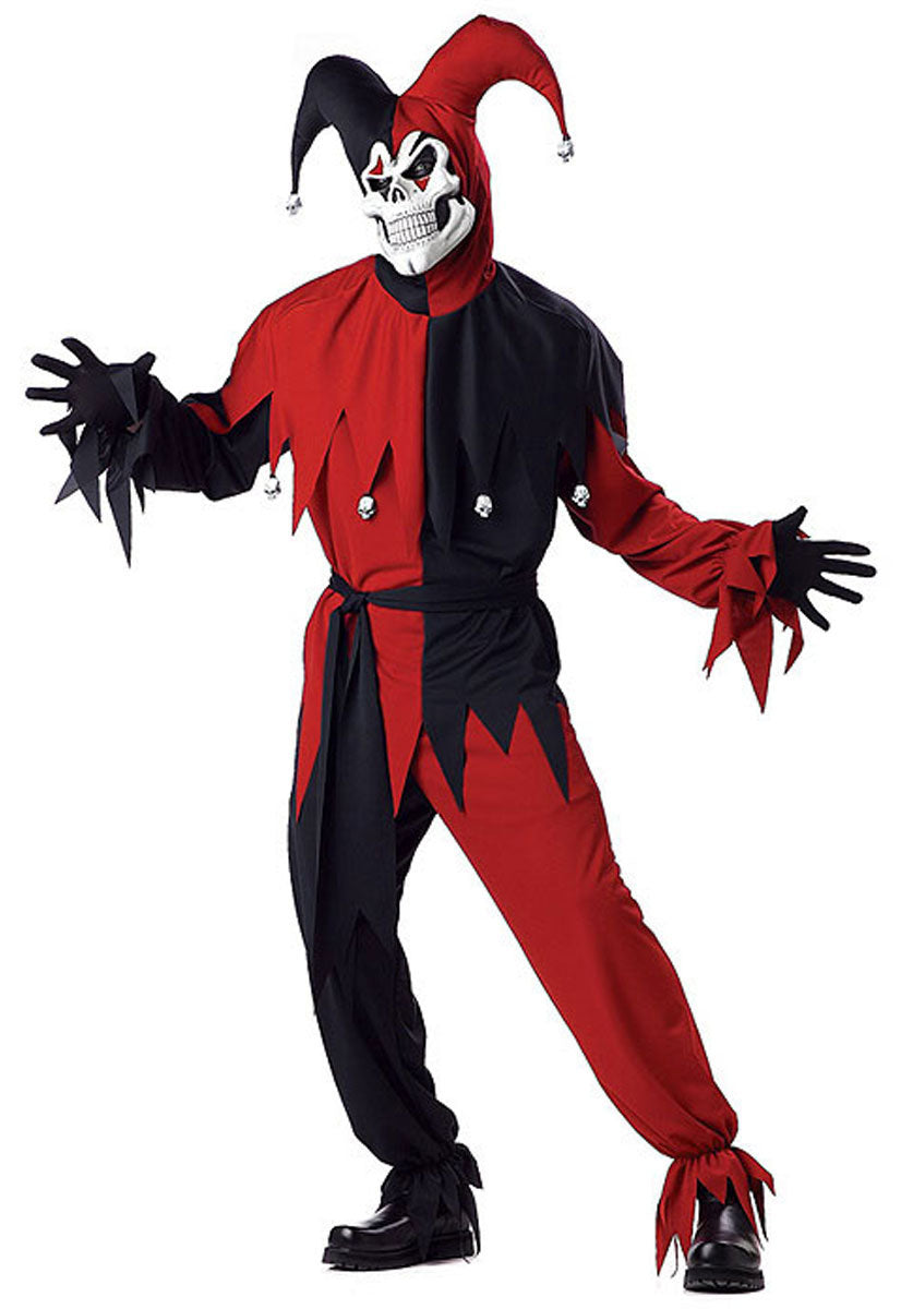 Evil Jester Costume Red & Black