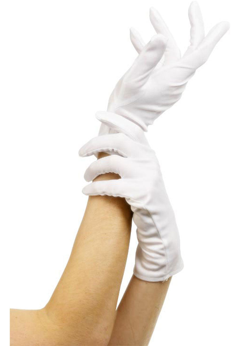 Short White Jersey Gloves