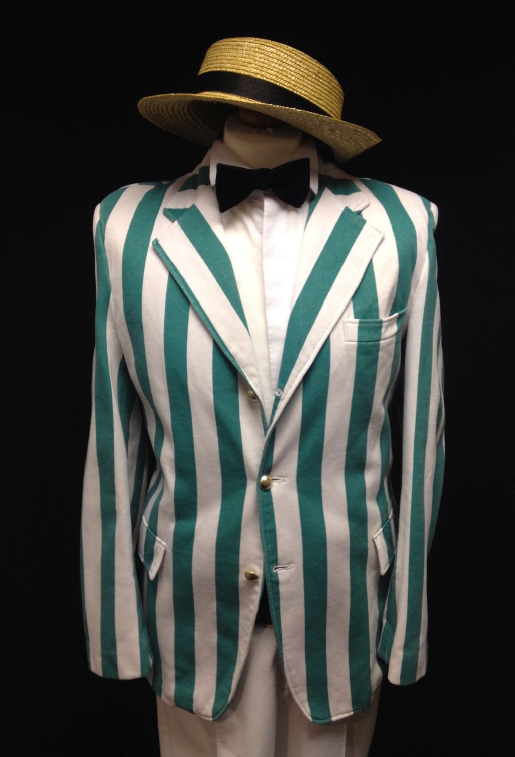 1920s Boater Man (Green & White) (£50.00 HIRE ONLY)