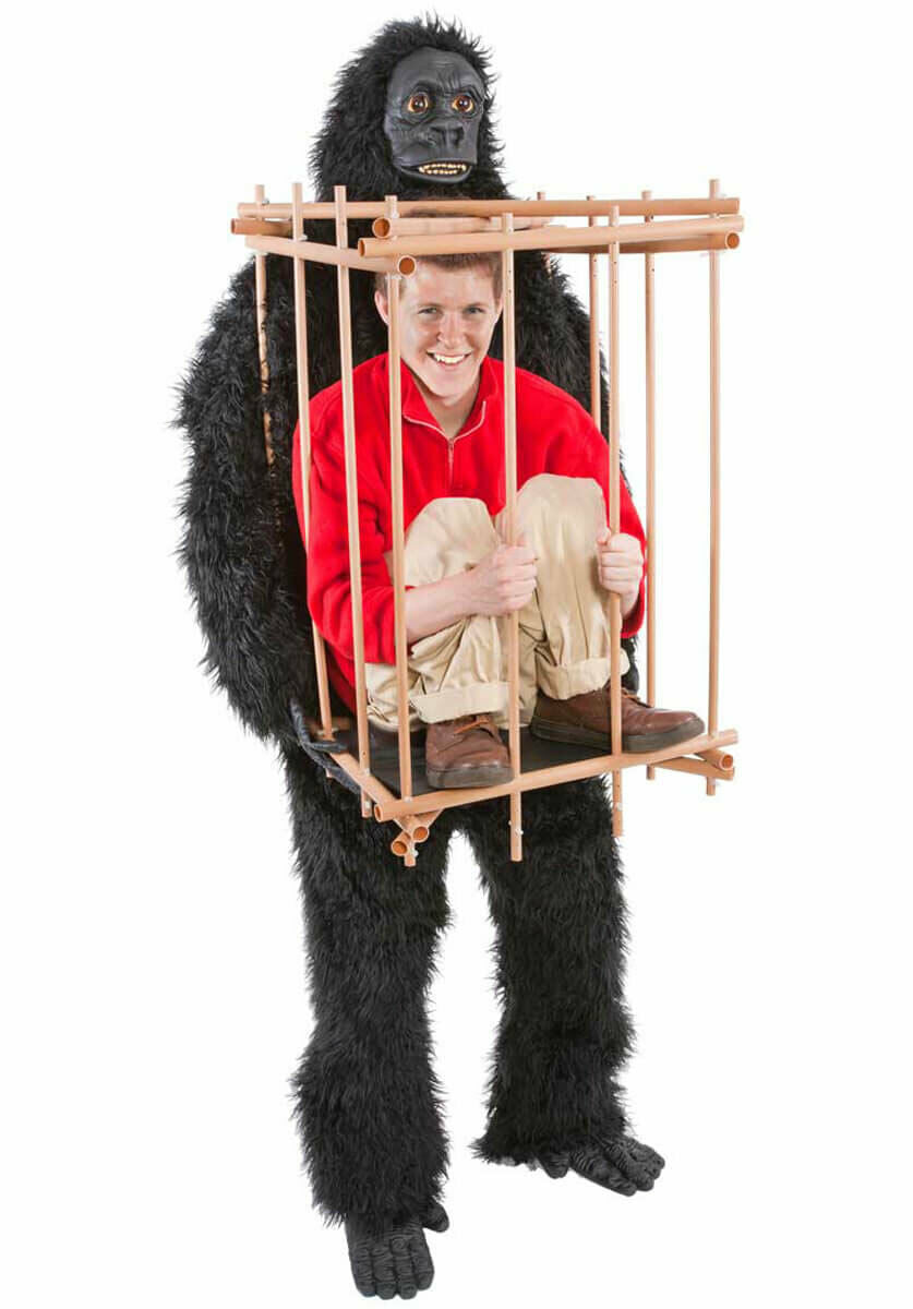 Adult Gorilla & Cage Costume - King Kong Ape Animal