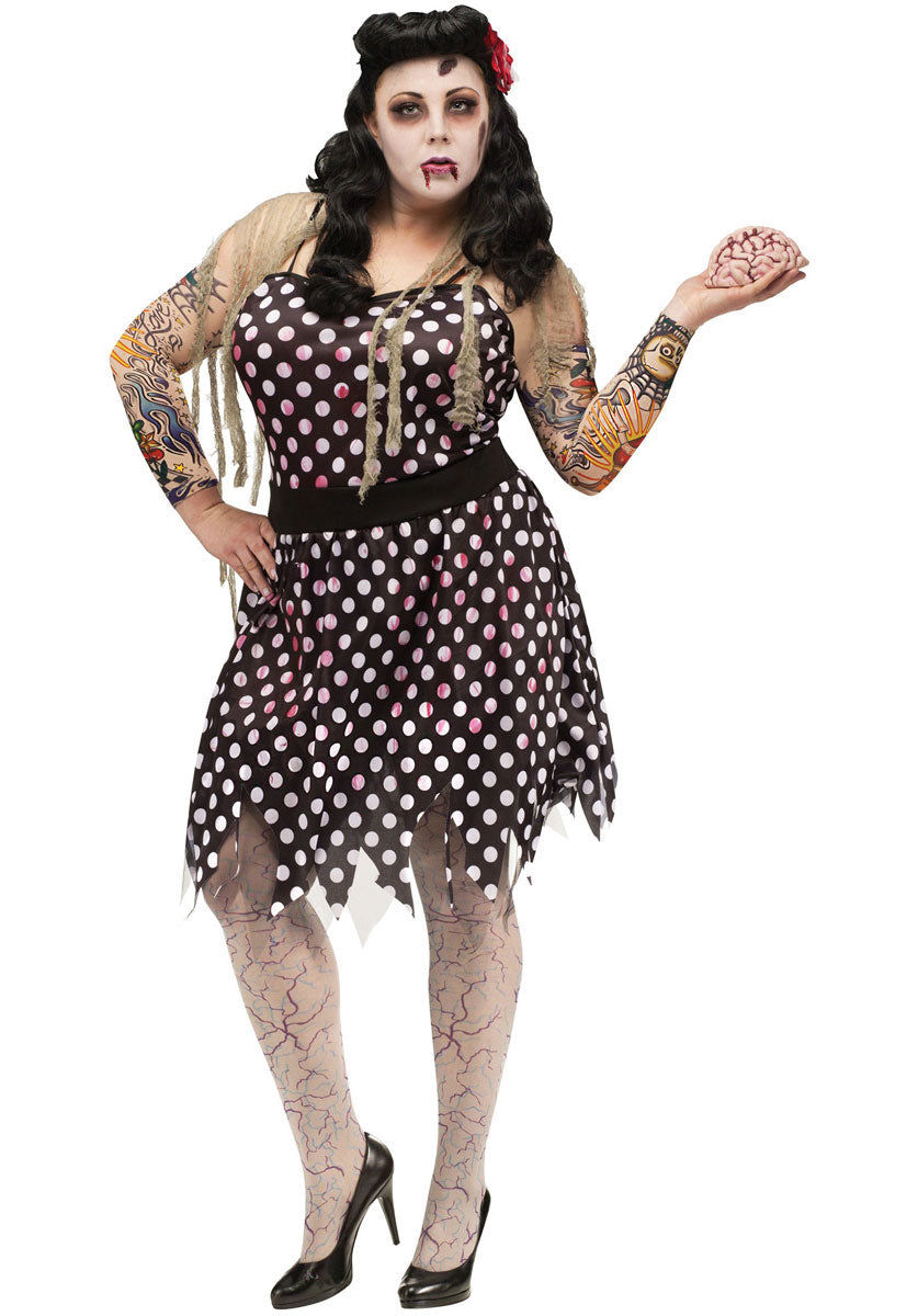 Rockabilly Zombie Girl Plus Size Costume