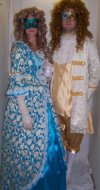 18th Century Dress in Light Blue and Gold
