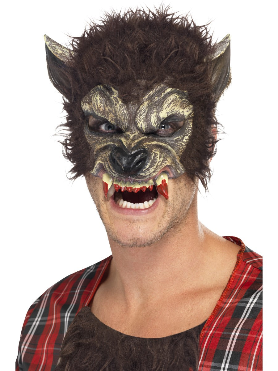 Werewolf Half Face Latex Mask, Brown