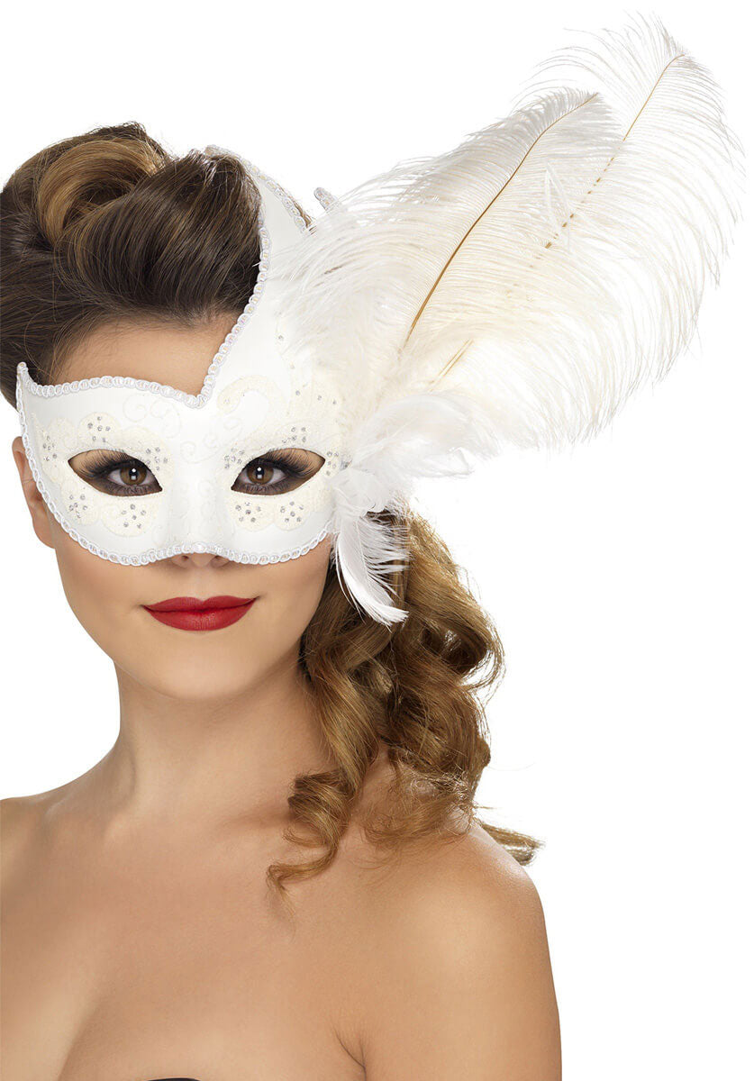 Ornate Columbina Eyemask, White