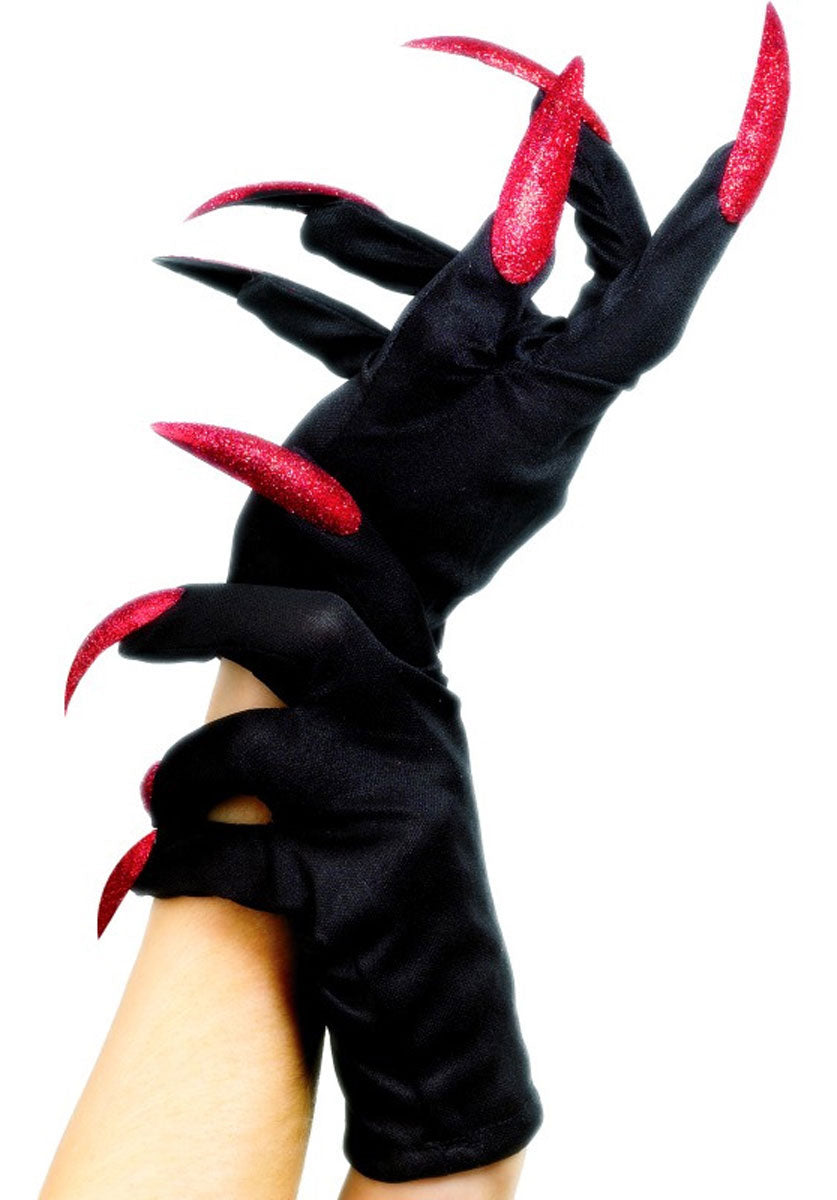 Black Gloves With Red Nails