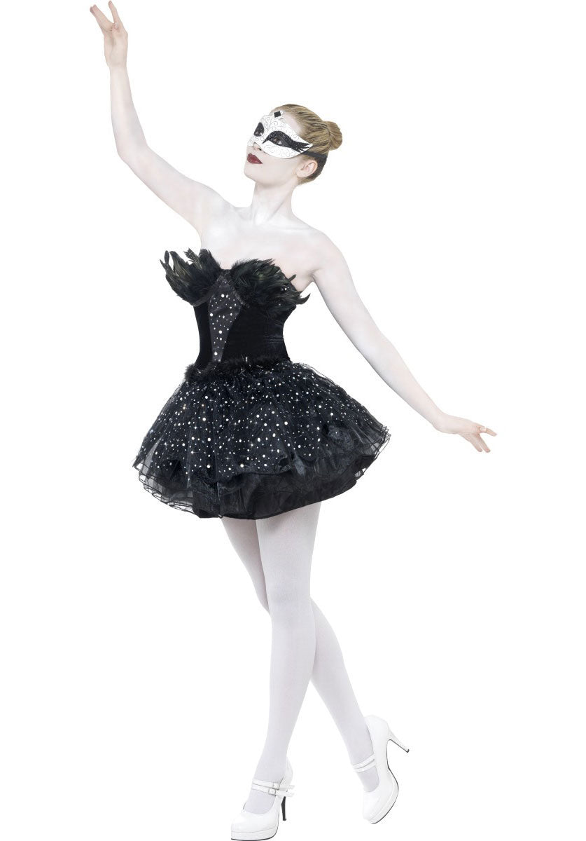 Gothic Swan Masquerade Costume, Black - S