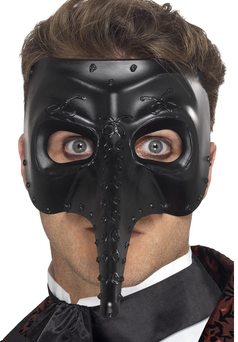 Venetian Gothic Capitano Mask, Black