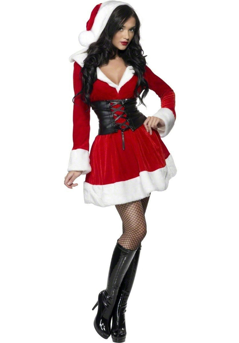 Fever Hooded Santa Costume, Red - S