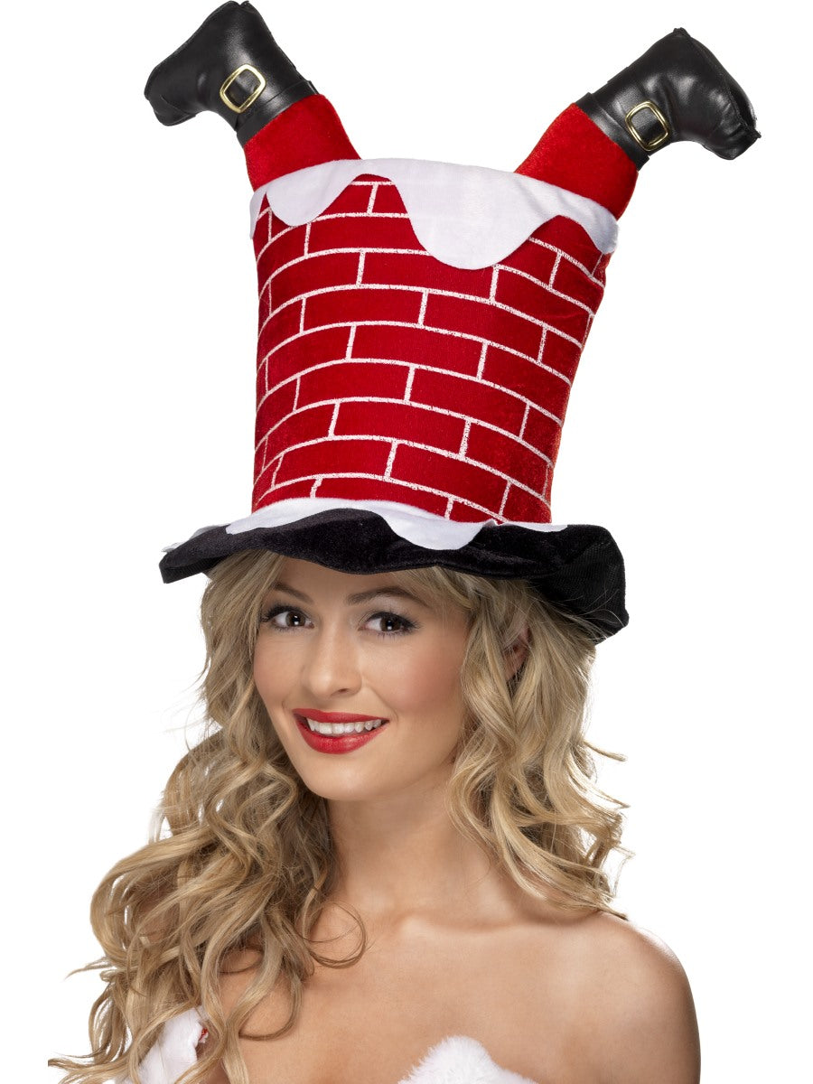 Santa Stuck in Chimney Hat, Red