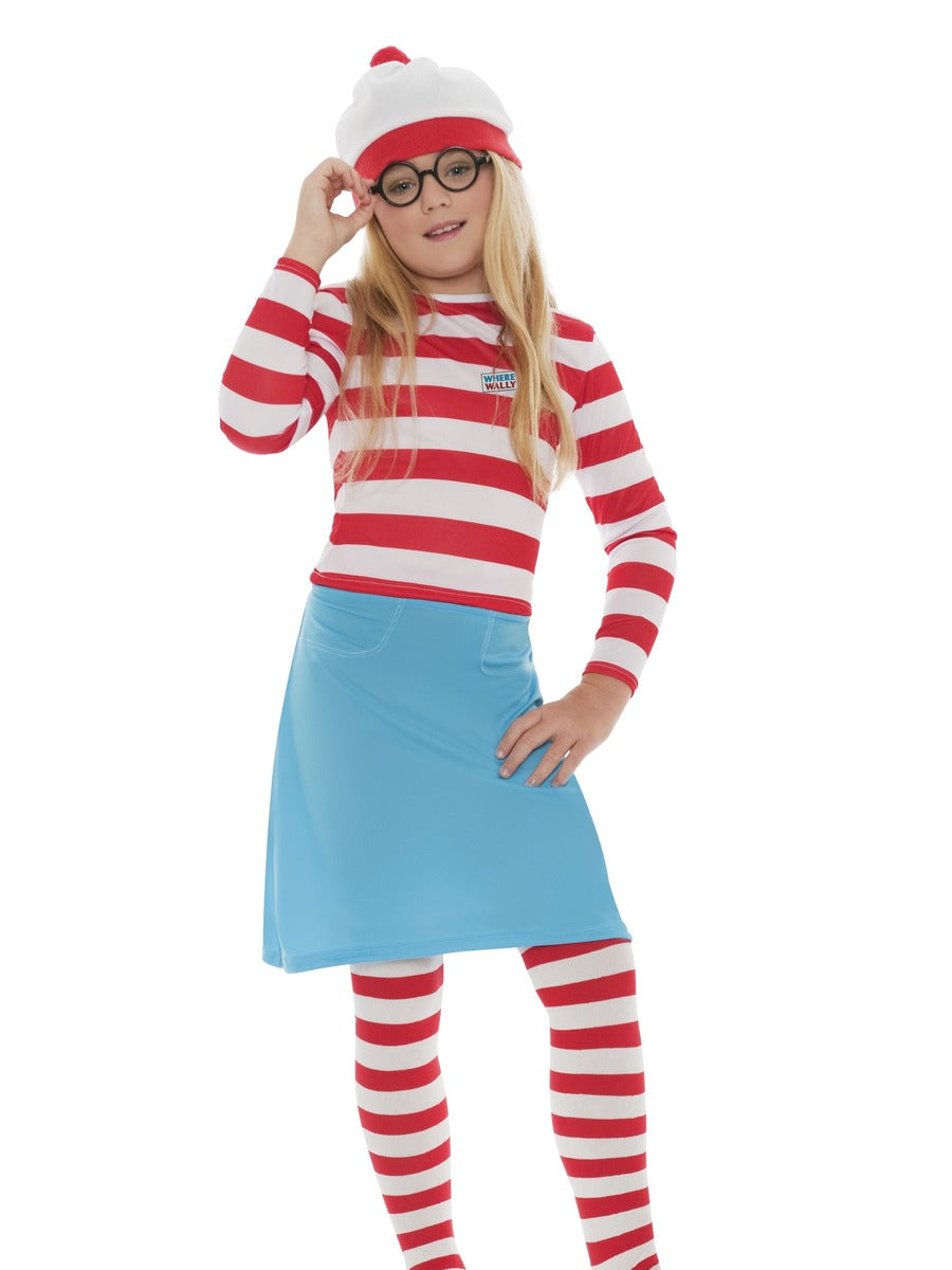 Where's Wally? Wenda Child Costume, Red & White - S