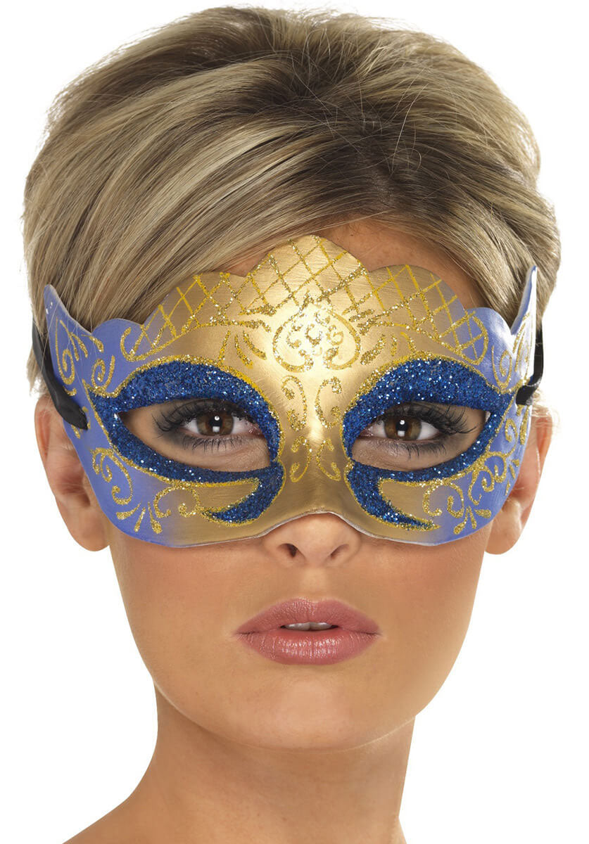 Venetian Colombina Farfalla Glitter Mask, Gold