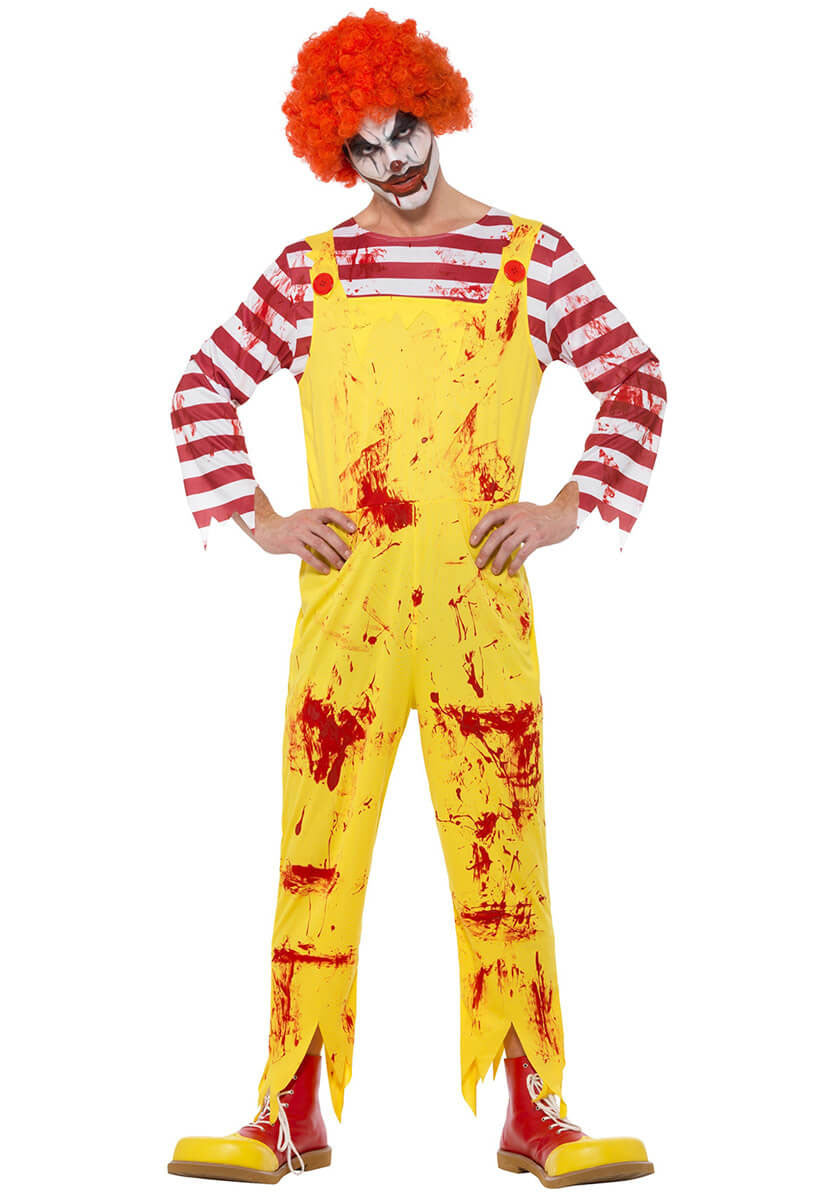 Kreepy Killer Clown Costume, Yellow & Red