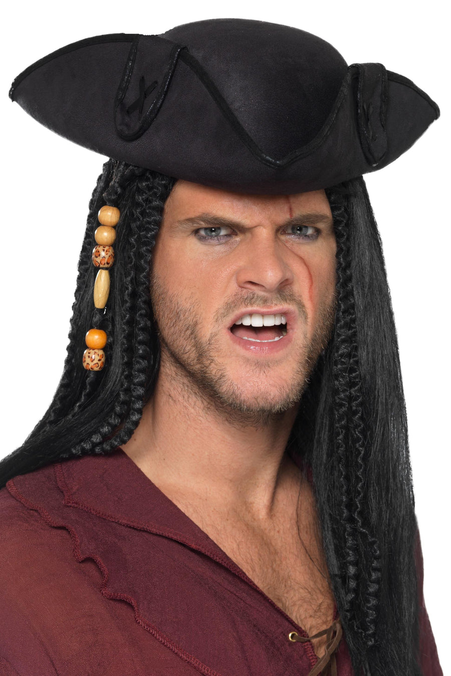 Tricorn Pirate Captain Hat, Black