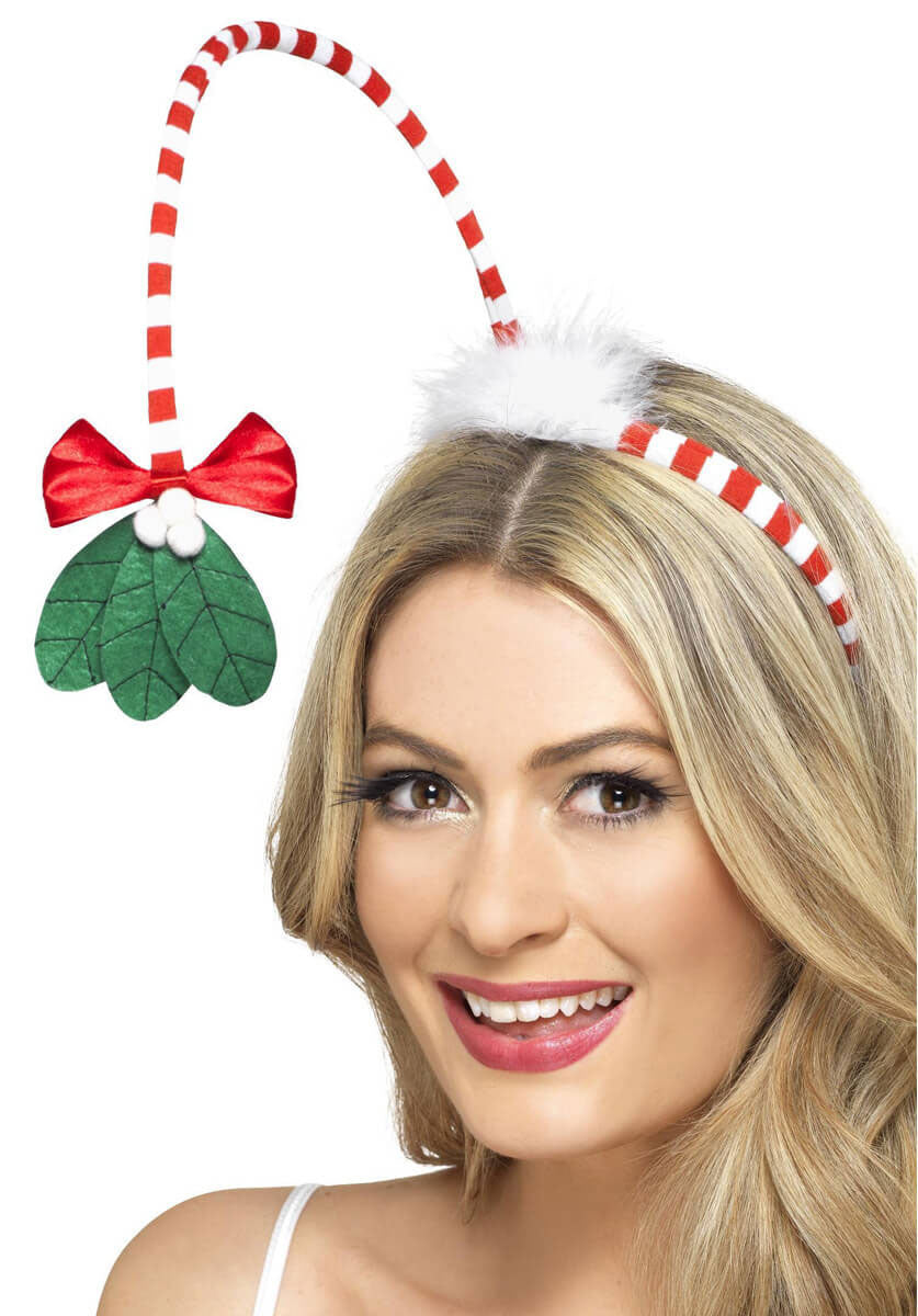 Mistletoe Kisses Headband, Red & White