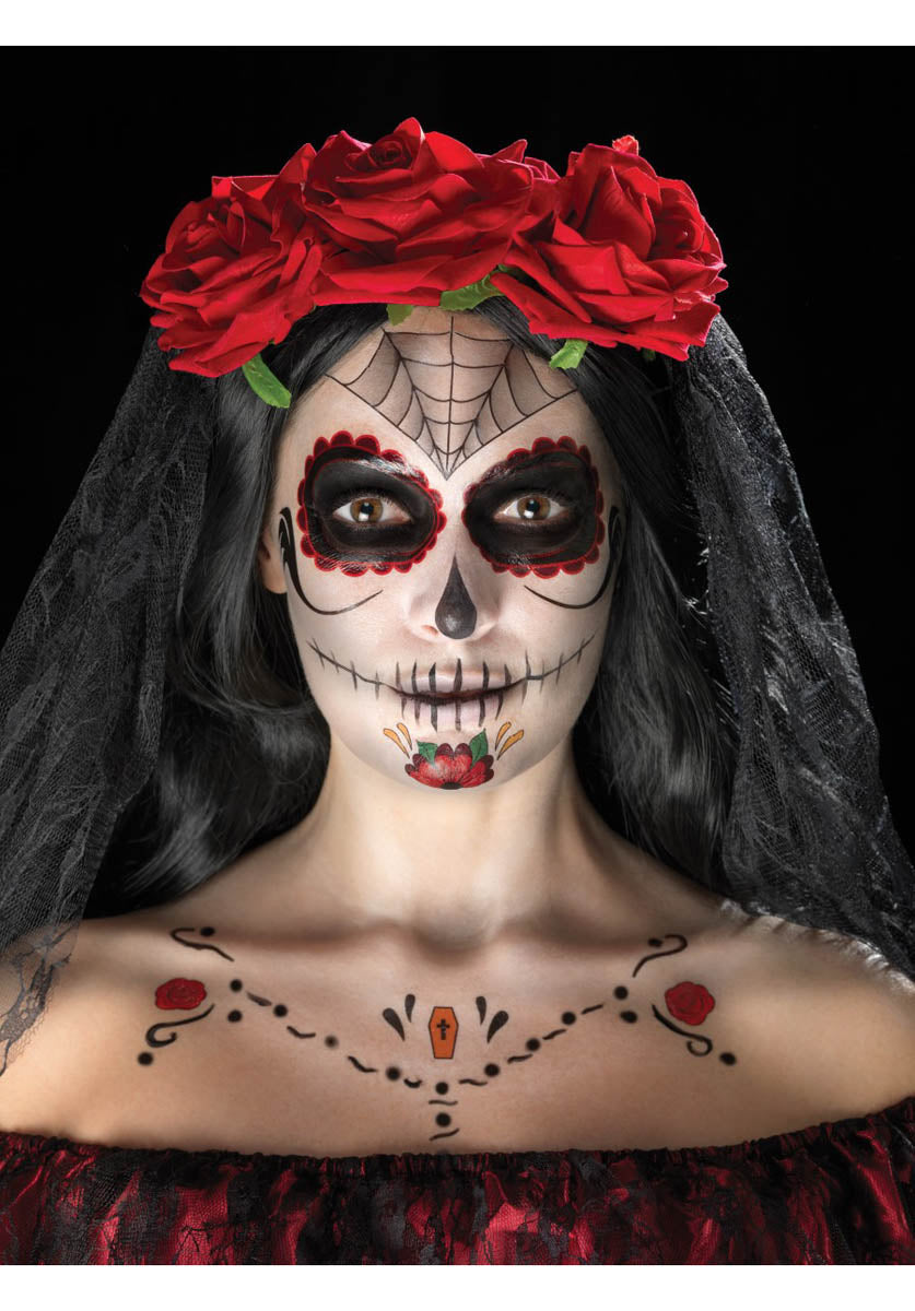 Smiffys Make-Up FX, Day of the Dead Kit, Aqua, Red