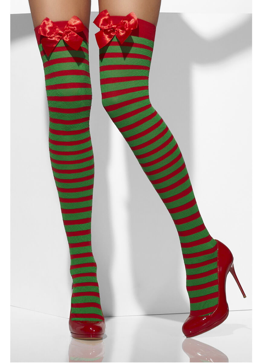 Opaque Hold-Ups, Red & Green Striped