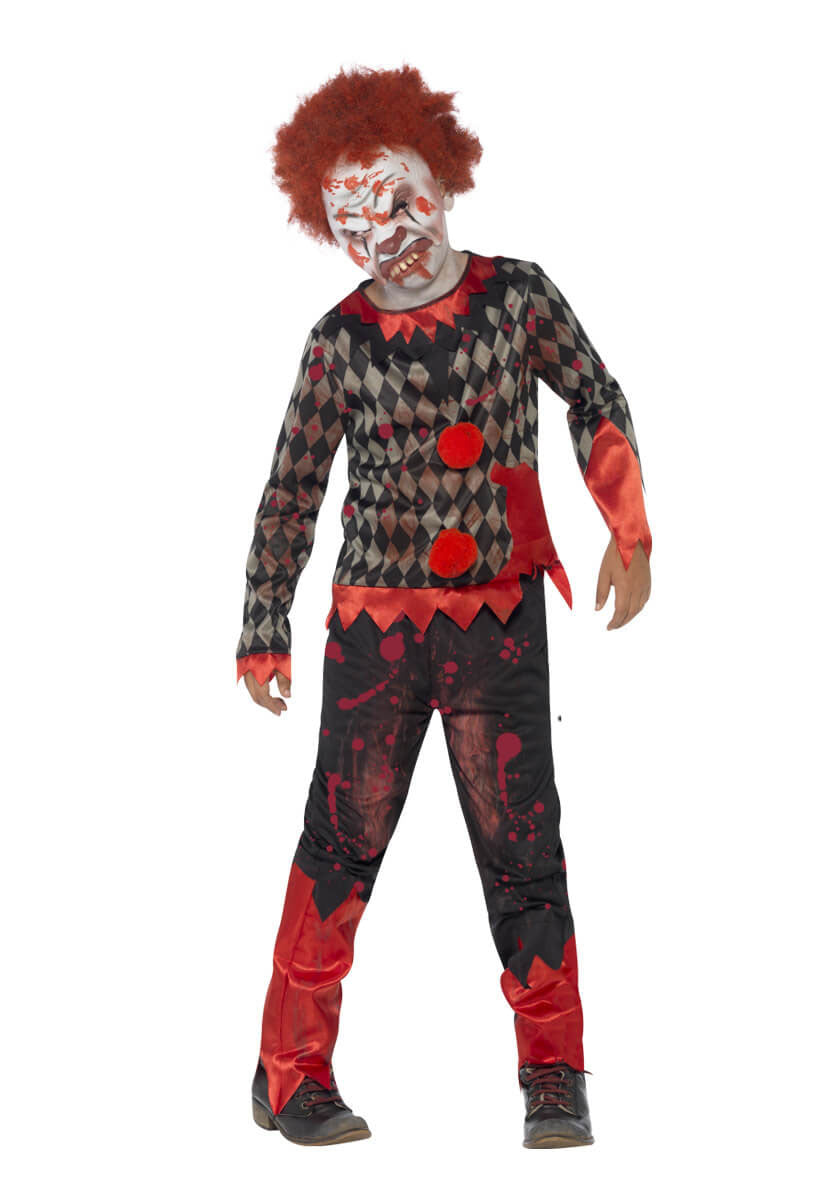 Deluxe Zombie Clown Costume, Red & Green